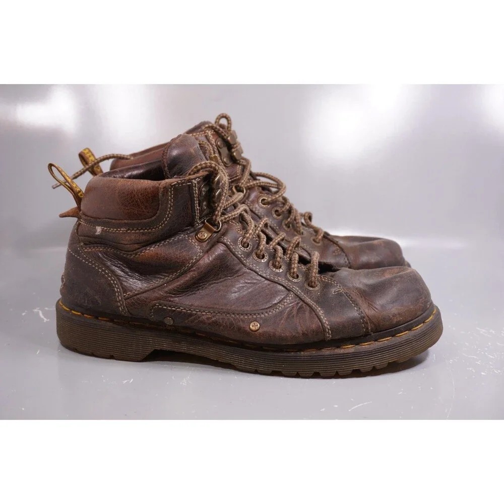 Dr. Martens Boots Diego Mens 10 Air Wair Brown Leather Lace Up Ankle Combat Work